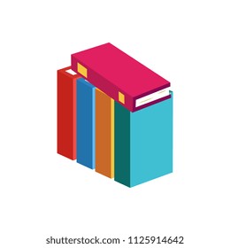 Stack of closed paper books with colorful cover standing in row isolated on white background - reading elements for studying or literary leisure in flat vector illustration.