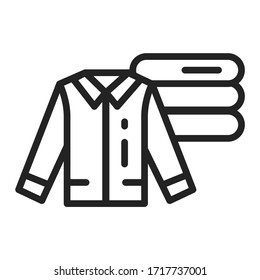 Kleidungsstück und Hemd schwarze Linie Symbol. Vektorillustration einzeln. 