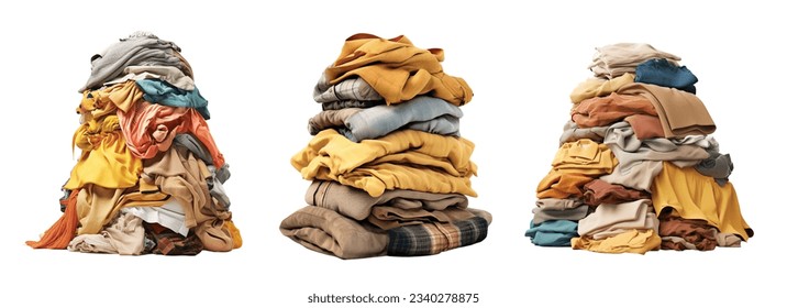 Stack of clothes vector set isolated on white