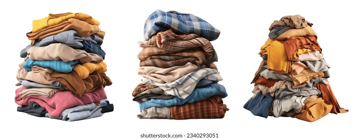 Stack of clothes vector set isolated on white