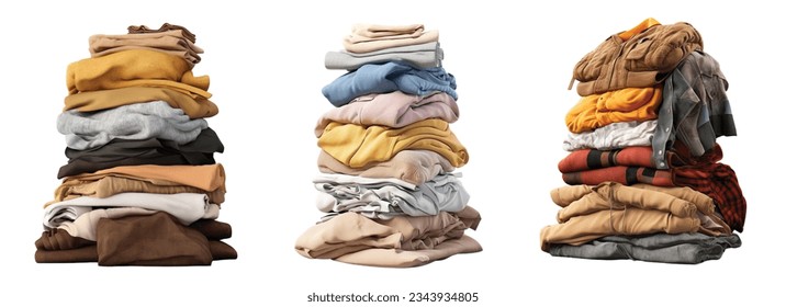 Stack of clothes vector set isolated on white