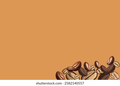 Stack of coffee beans theme template background.