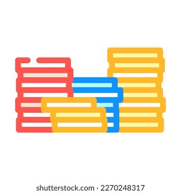 stack coin cash bank color icon vector. stack coin cash bank sign. isolated symbol illustration