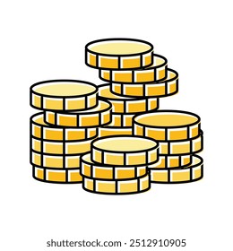 stack coin cash bank color icon vector. stack coin cash bank sign. isolated symbol illustration