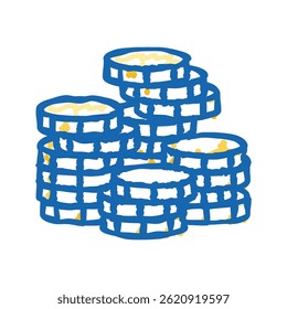 stack coin cash bank doodle icon sketch vector. stack coin cash bank sign. isolated symbol illustration