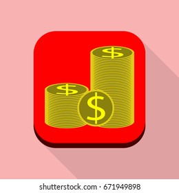 stack of coin icon vector flat design