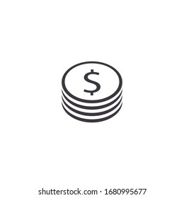 Stack of coin icon, Vector isolated simple money illustration.