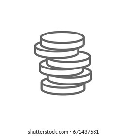 Stack Of Coin Line Icon. Vector.