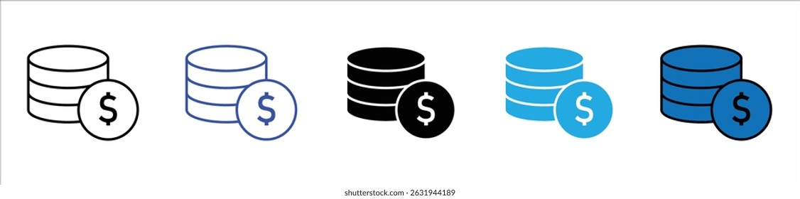 Stack of coin money icon in flat style. saving, income, revenue, finance, paying, earning, salary, tip, dollar simple black style symbol sign for apps and website, vector illustration.