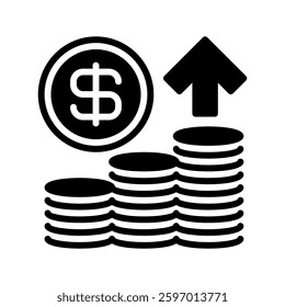 Stack of Coins with Arrow Up line icon. Universal creative premium symbol. Vector sign icon logo template. Vector illustration