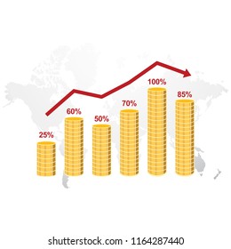 Stack of Coins Bar Chart Graph Diagram Statistical Business Infographic