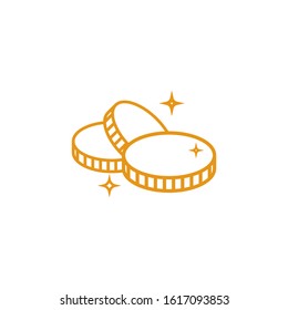 Stack of coins or casino chips line art vector icon for games and apps.