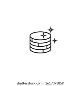 Stack of coins or casino chips line art vector icon for games and apps.