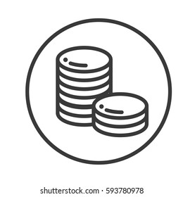 Stack of coins or casino chips line art icon for games and apps