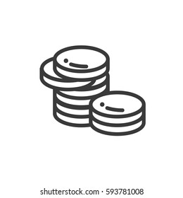 Stack of coins or casino chips line art icon for games and apps