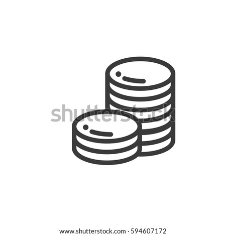 Stack of coins or casino chips line art icon for games and apps