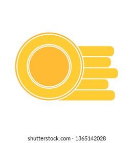 Stack of coins with coin in front of it. Vector money illustration