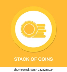 Stack of coins with coin in front of it. Vector money illustration