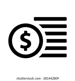 Stack of coins / coin line art vector icon for finance apps and websites