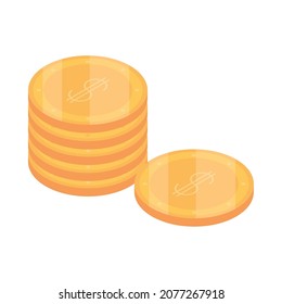 stack of coins dollar icon isometric