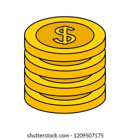 stack coins dollar money on white background