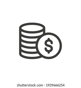 Stack of coins with dollar sign icon.