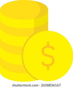 Pilha de moedas com símbolo de dólar, conceito de economia de dinheiro