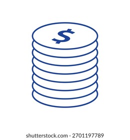 Pila de monedas con la moneda del dinero del signo del dólar