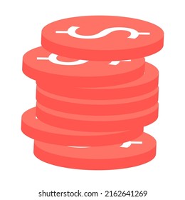 Stack of coins with dollar sign. Simple flat vector isolated on white background