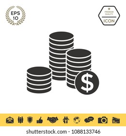 Stack of coins with dollar symbol