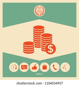 Stack of coins with dollar symbol