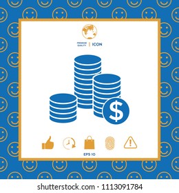 Stack of coins with dollar symbol