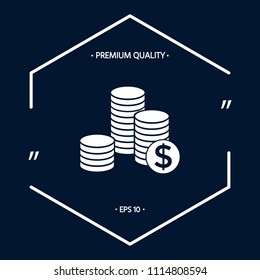 Stack of coins with dollar symbol