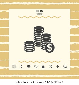 Stack of coins with dollar symbol