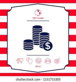 Stack of coins with dollar symbol