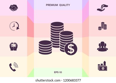 Stack of coins with dollar symbol