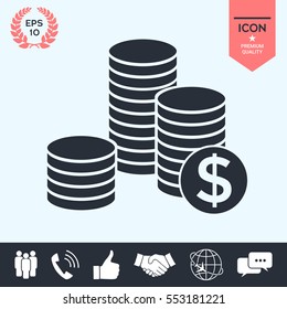 Stack of coins with dollar symbol