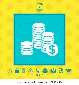 Stack of coins with dollar symbol