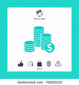 Stack of coins with dollar symbol