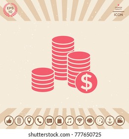 Stack of coins with dollar symbol