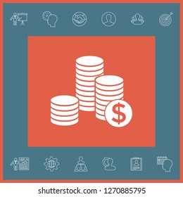 Stack of coins with dollar symbol. Graphic elements for your design