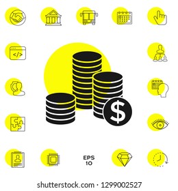 Stack of coins with dollar symbol. Graphic elements for your design