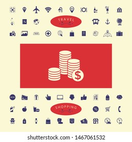 Stack of coins with dollar symbol. Graphic elements for your design