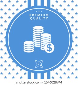 Stack of coins with dollar symbol. Graphic elements for your design