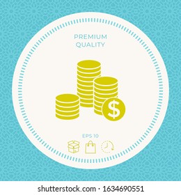 Stack of coins with dollar symbol. Graphic elements for your design