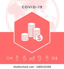 Stack of coins with dollar symbol. Graphic elements for your design