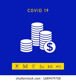 Stack of coins with dollar symbol. Graphic elements for your design