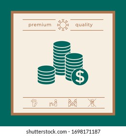 Stack of coins with dollar symbol. Graphic elements for your design