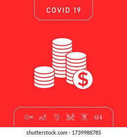 Stack of coins with dollar symbol. Graphic elements for your design