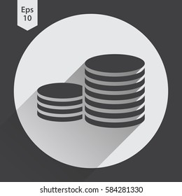 Stack Coins Flat Icon. Simple Sign Of Money. Vector Illustrated Symbol